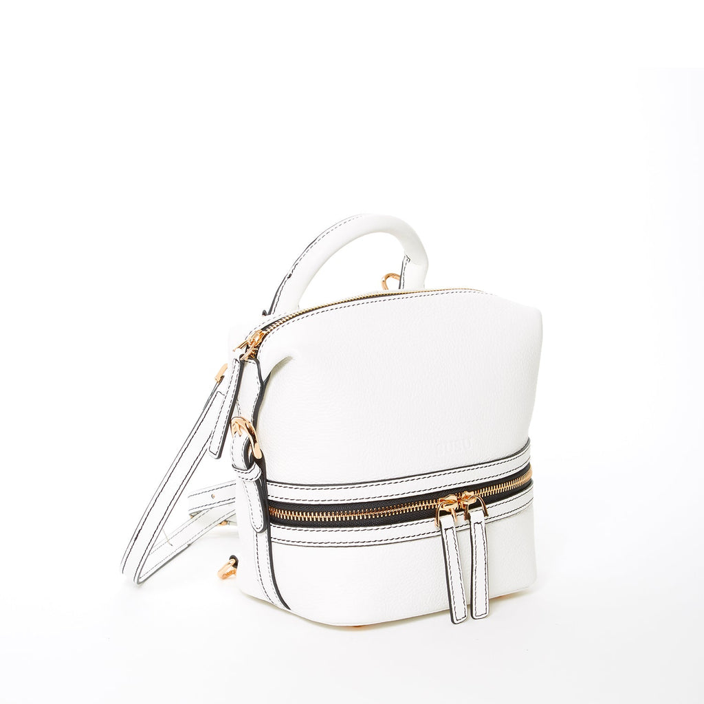 Ashley White Leather Backpack Purse